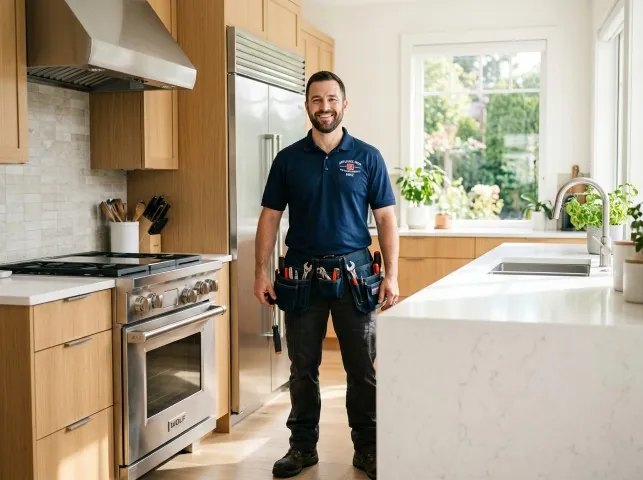 Appliance Repair Hero technician in a Auburn Hills, MI kitchen after an appliance repair